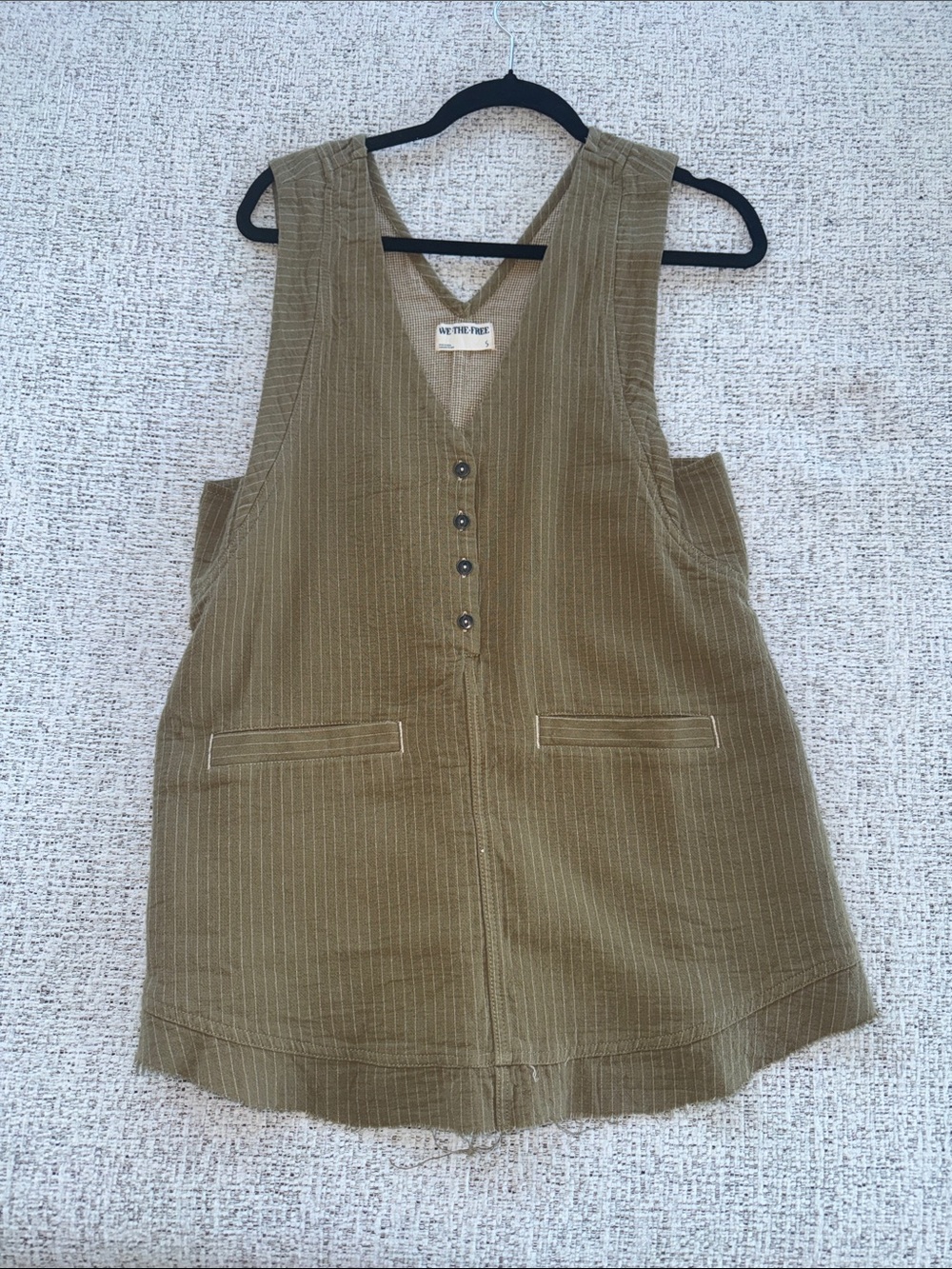 We The Free Olive Pinstripe Sleeveless V-Neck Jumper